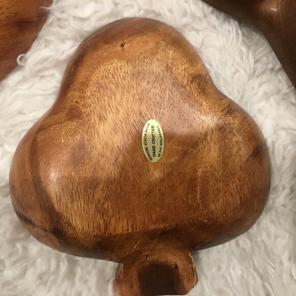 LOT OF 3 Vintage Mid Century MCM Monkey Pod Wood Bowls Dishes from Philippines - Picture 6 of 8